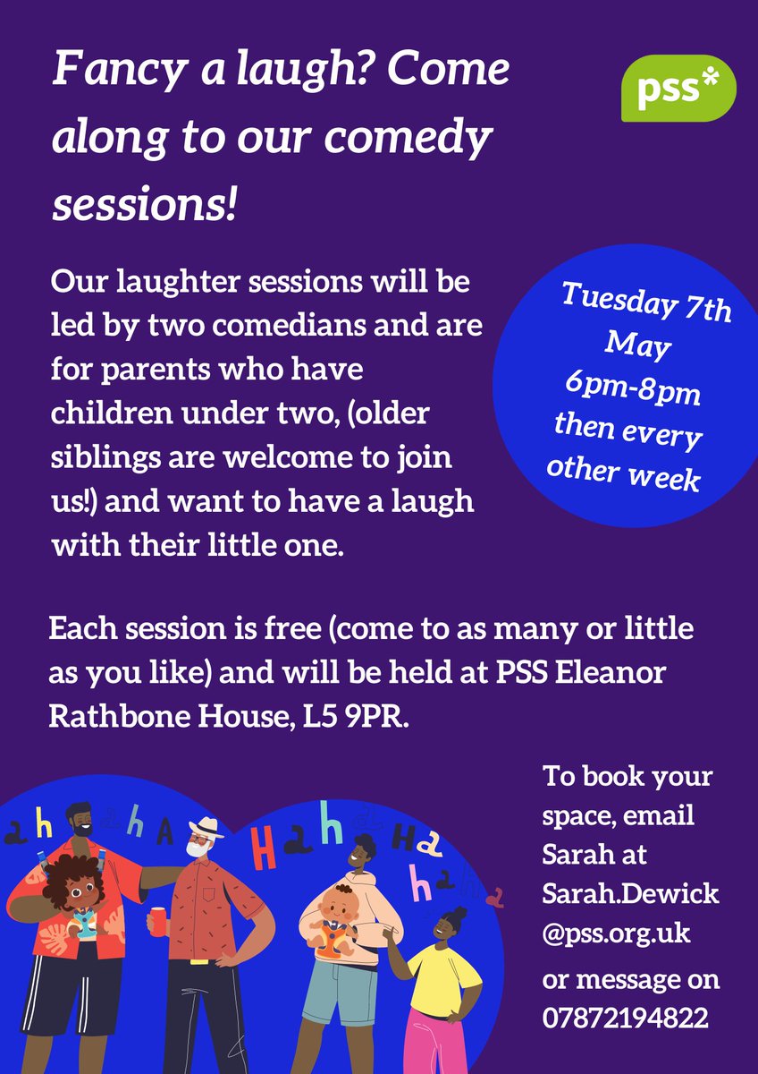 Are you a Mum with a child under 2? We are working with @PSSpeople (PSS Liverpool) to provide FREE laughter sessions! #FunnyMums 🤣