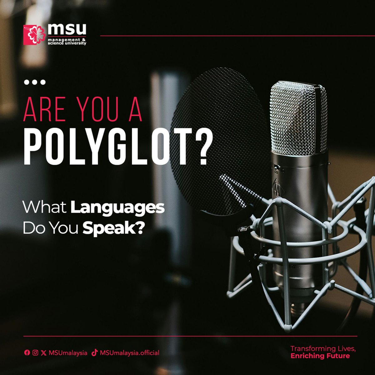 #MSUmalaysia offers a wide range of foreign languages to learn, and plus, with #MSUrians from various ethnicities and backgrounds, it's very convenient to pick up a new language on campus. Tell us in the comment: What are the languages you can speak other than your mother tongue?
