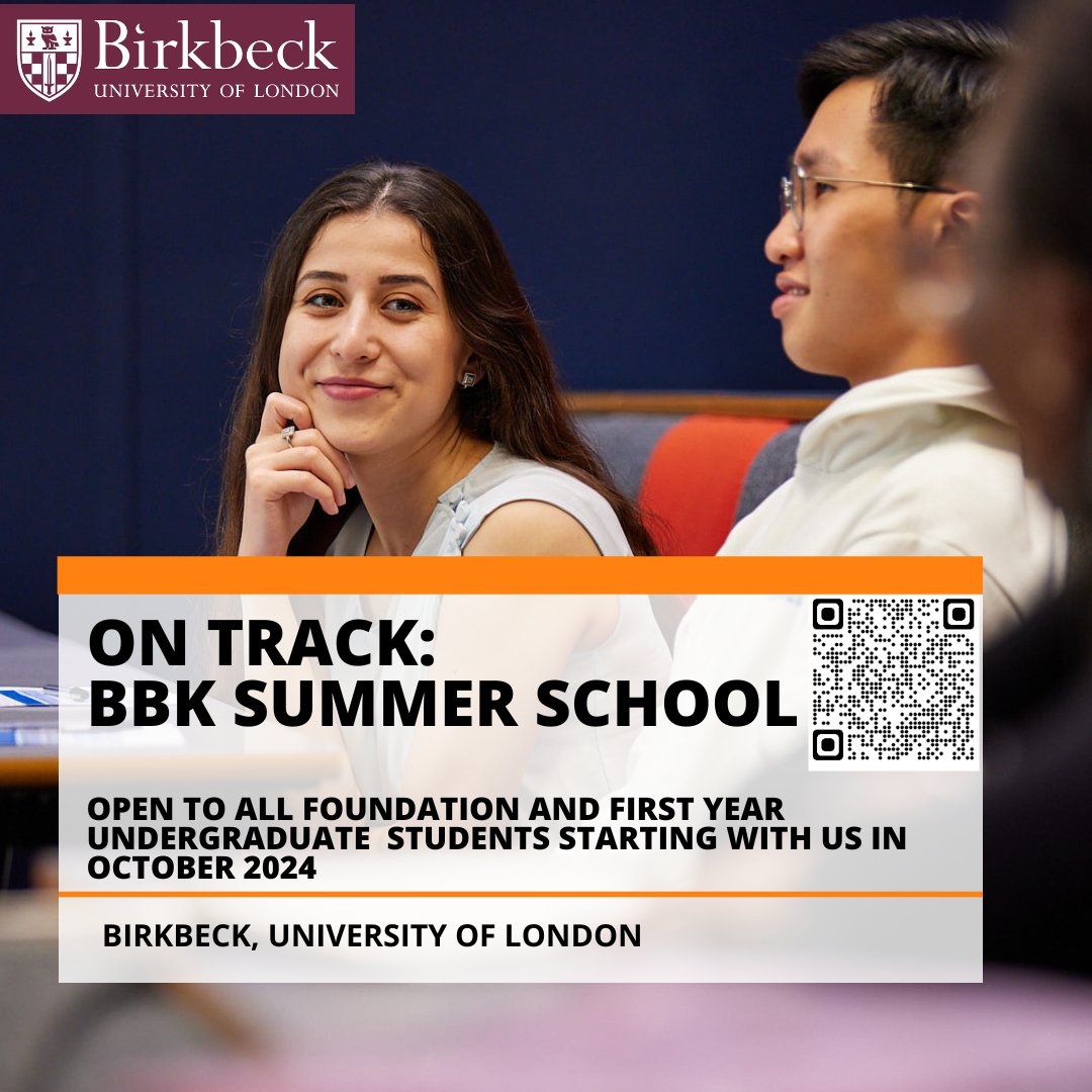 Get a head start and be prepared for your first year at Birkbeck with On Track, our free summer programme for foundation and first year undergraduate students. ✨