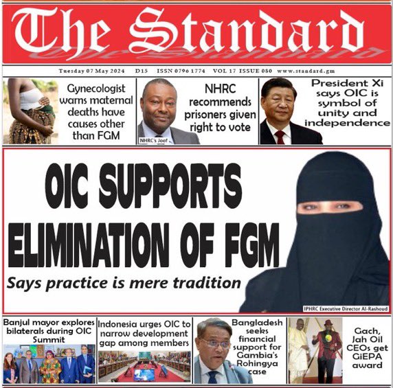 Good morning @BarrowPresident! I want to personally congratulate you for taking over the chairmanship of the OIC. Muslim nations gathered in our country this weekend and they agree that FGM must end. Help us keep the ban against the practice. #EndFGM220