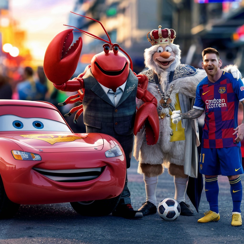 Lightning McQueen,Larry the Lobster,King Leopold and Lionel Messi

#funny #funnypics #picture #pictures #fun #messi #mcqueen #leopold #larrythelobster #lionelmessi #lightningmcqueen