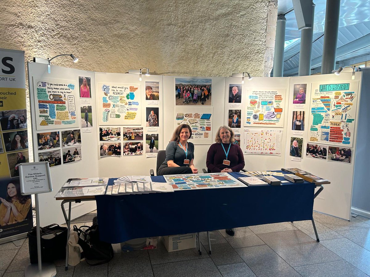@dervidock @ehlersdanlosuk @EdinUni_IGC @HMSACharity @DrSarahBennett @EdsukNikki @KimiaWitte @CatherineLido @cjcrompton @TheEDSociety @michaeljmarra @GlasgowPam @ScotVArthritis @GeneticAll_UK We are in Holyrood today, sharing the report, film and scrapbook, and all of the other outputs from our patient engagement events. Thank you @EmmaRoddickSNP for sponsoring the exhibition and giving us the opportunity to give voices to people living with #hEDS #HSD in Scotland.
