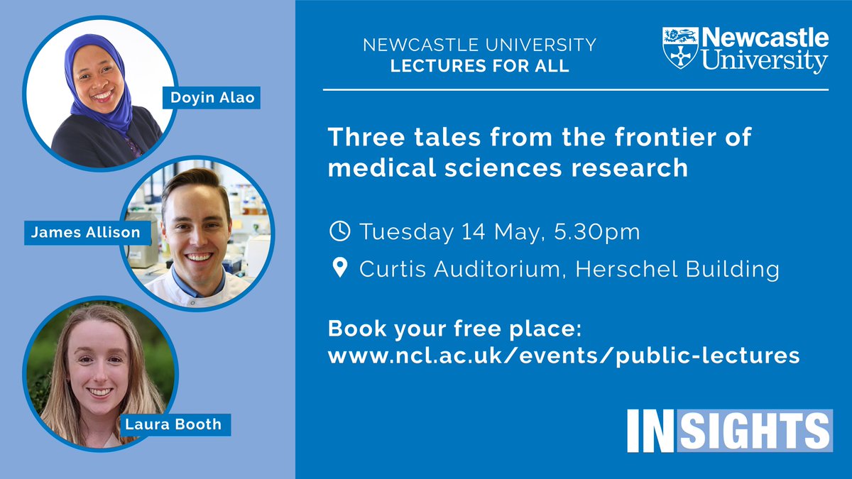 Congratulations to James Allison who has been selected to present at the Insights public lecture series on Tuesday 14th May! book your free place! ncl.ac.uk/events/noticeb… @InsightsNCL