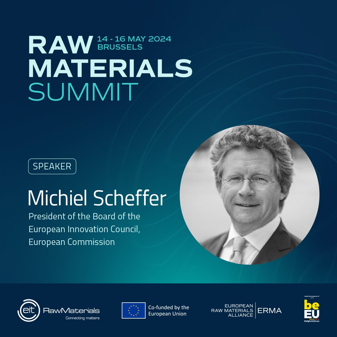 With #OneWeekToGo, we are delighted to welcome Michiel Scheffer, President of the Board of the @EUeic, as a keynote speaker at the #RawMaterialsSummit 2024! 🗓️ Register now to know more: eitrmsummit.com #RMSummit2024