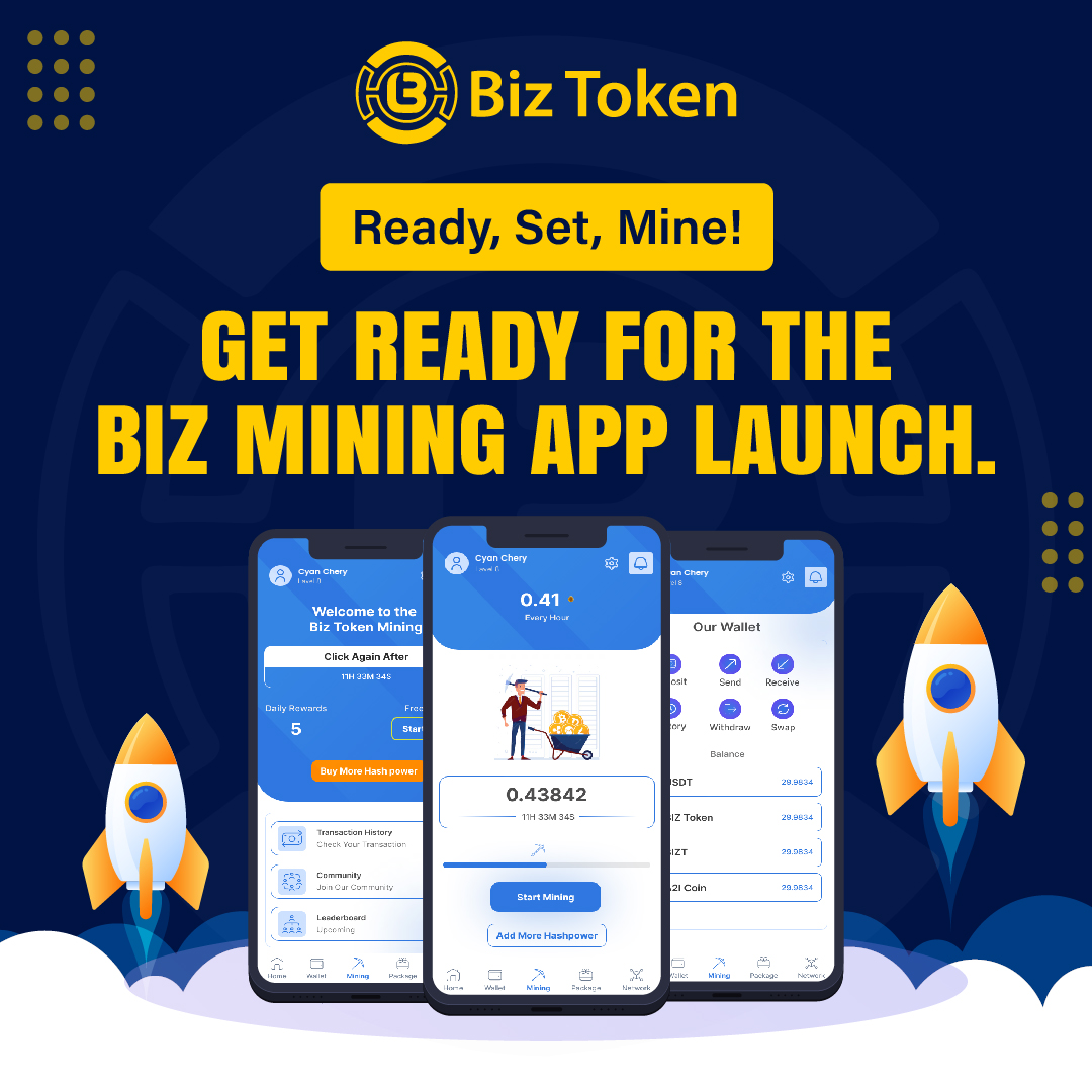 🚀Ready, Set, Mine!⛏
Get Ready for the BIZ Mining App Launch.

#biztoken #bizecosystem #mining #app #launch #crypto
