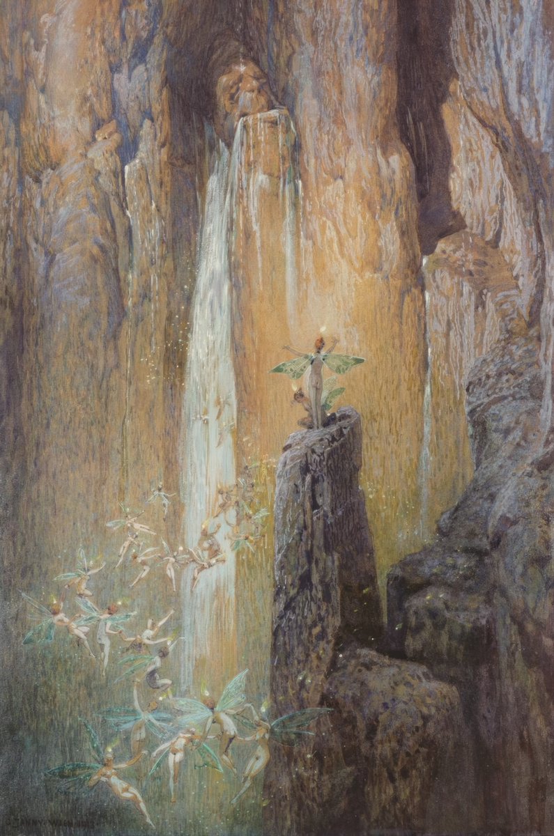 Fairies Dancing by a Waterfall (Georg Janny, 1913)