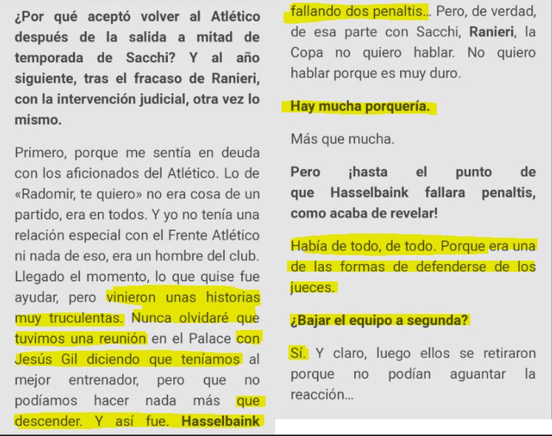 Forbestazo's tweet photo. Hoy, hace 24 años, el Atleti entrenado por Antic, bajó a Segunda. Ojo a lo que dijo Antic en una entrevista para Jot Down. "... tuvimos una reunión con Jesús Gil diciendo que teníamos al mejor entrenador, pero que no podíamos hacer nada más que descender. Y así fue." https://t.co/PJjXKGxXog