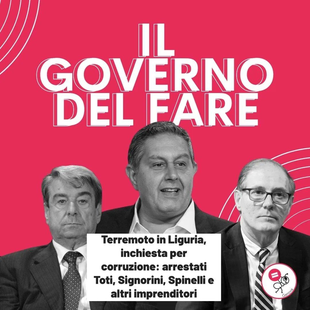PossibileIt's tweet photo. Le accuse a #Toti sono gravissime. Viene scardinato un sistema che secondo quanto emerso dell'inchiesta della Procura di Genova era basato su corruzione, voto di scambio e rapporti con le mafie. Rileggere gli slogan con cui si era candidato fa impressione. @Le_Formiche_Ge https://t.co/Z5xD41YIS4