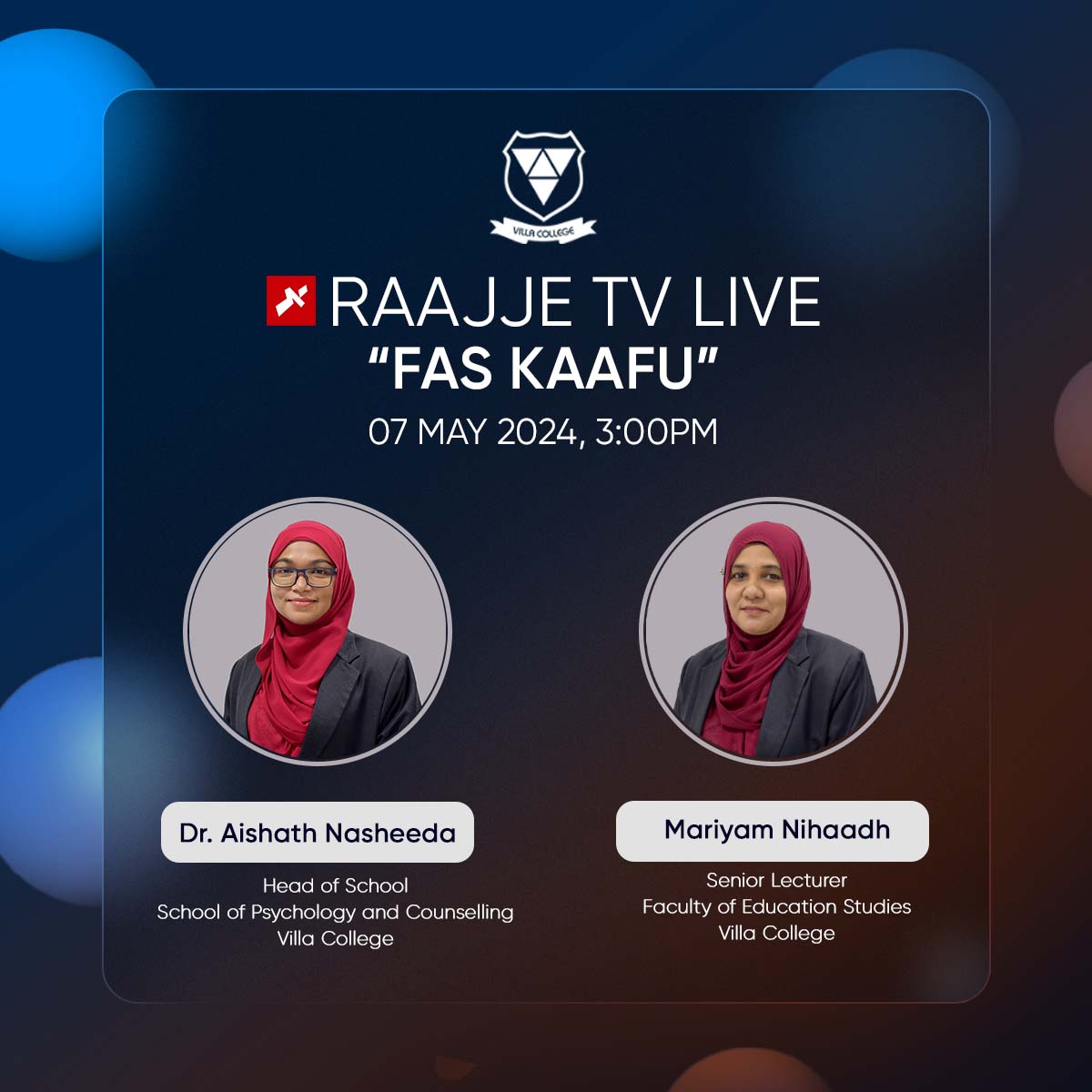 Tune in to Raajje TV for 'Fas Kaafu' Live Today! Catch the latest updates on our May 2024 intake! Don't miss out on valuable insights to kickstart your educational journey. Date: 07 May 2024 Time: 3:00 PM