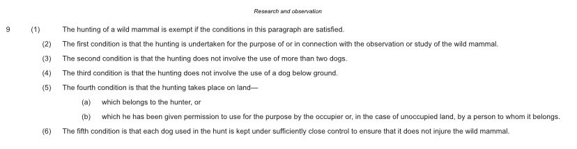 My next article will be analysing the research and observation exemption in Schedule 1 of the Hunting Act 2004. However there seems to be little legal/judicial guidance on this exemption. Does anyone know of any specific case law where this exemption has been tested?