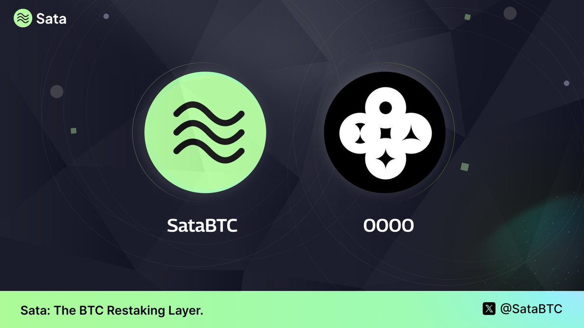 🚀 <a href="/oooo_money/">oooo</a>  x <a href="/SataBTC/">SataBTC | Restaking 🎫</a>  🚀
We're stoked to join forces with <a href="/oooo_money/">oooo</a>, the game-changing first modular cross-chain protocol for Bitcoin Layer2s! 🤯

They inject the Bitcoin ecosystem with an epic dose of accessible, efficient, and dynamic liquidity. 🤑

Together, we'll work