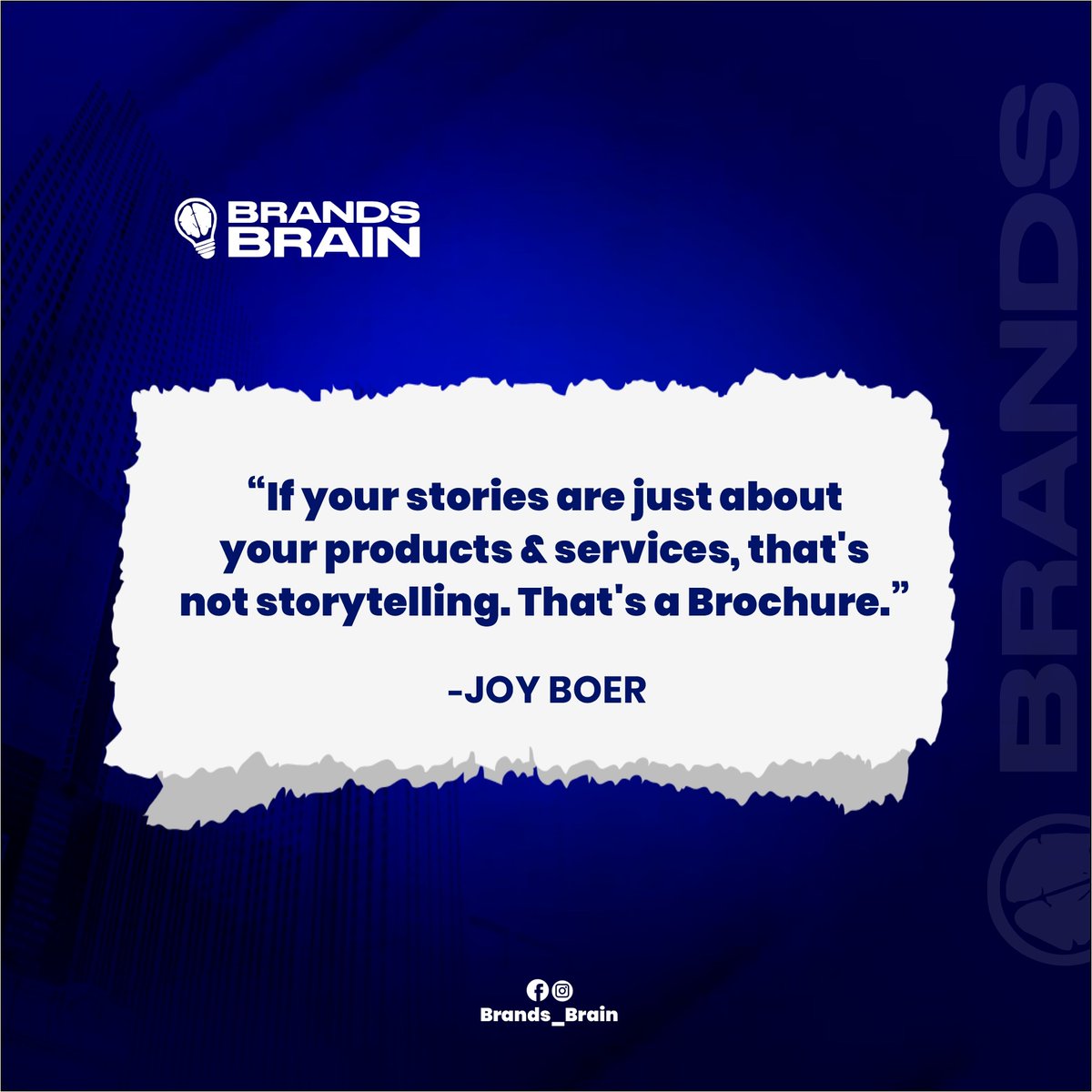 Storytelling goes beyond just promoting your products or services, describing their features or how beneficial they can be to your customers. It involves crafting an intentional narrative that engages, intrigues, and captivates your audience.

#brandsbrain #storytelling