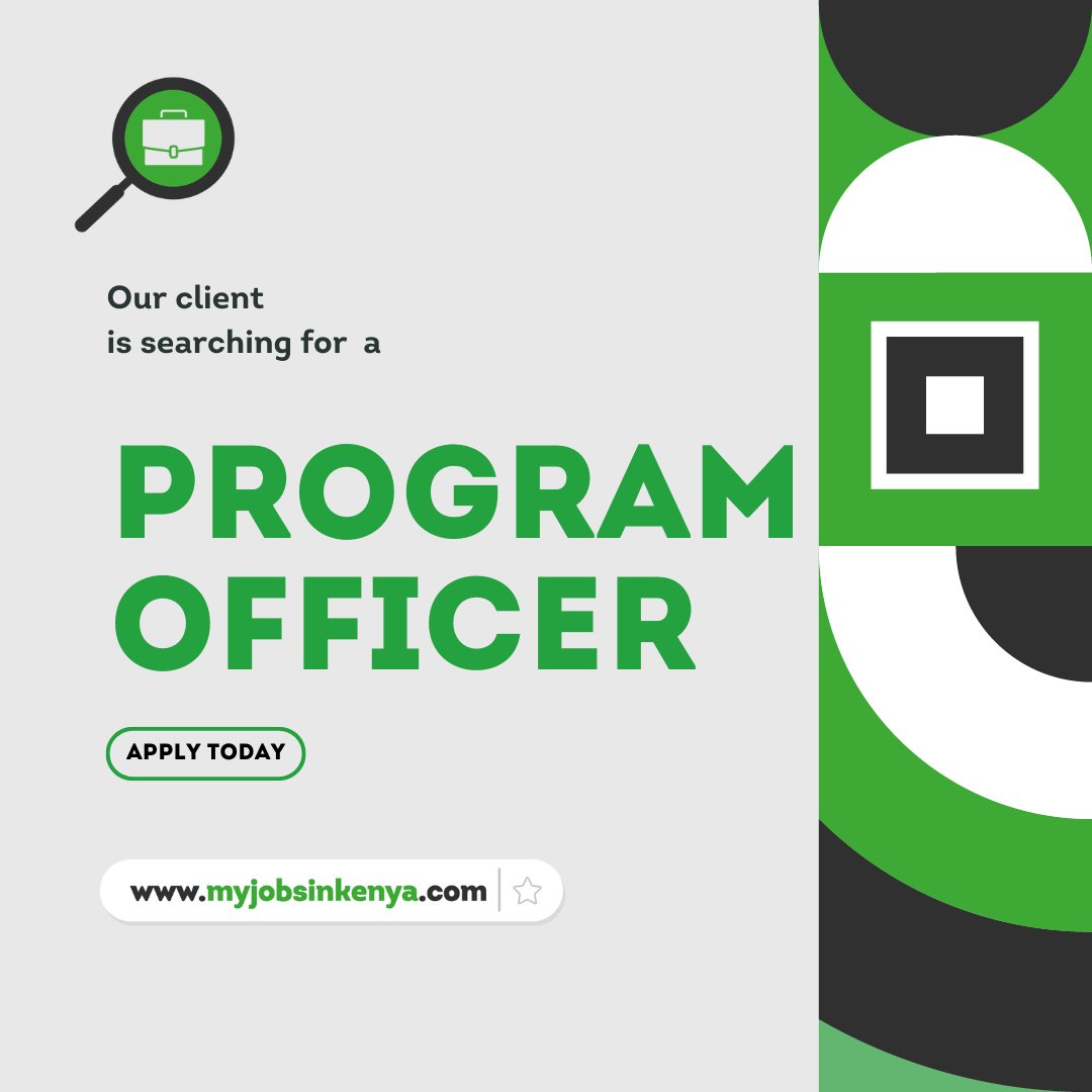 Our client is recruiting a Program Officer

Visit myjobsinkenya.com or click on the link to apply lnkd.in/dpkcXjcY

#job #jobs #jobsearch #jobsinkenya #jobsearching #jobseekers #jobseeker #jobseeking #jobhunt #jobhunting #jobhunter