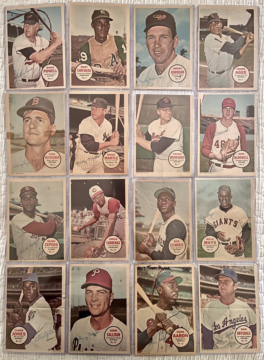 1967 Topps poster inserts 1-16. @SABRbbcards @TimJenkins1962 @Markhoyle4 @mattypabst @FredCHarris @gbennettpost @GIMaPreceptor @MarkArmour04 @delspacefranco @nyctaper @SeventiesCard @phitter72 @Curt_Burner @CulleyScarboro1 @deetdedee @RunningOZ @1brightman1 @BijanBayne @fd_jim