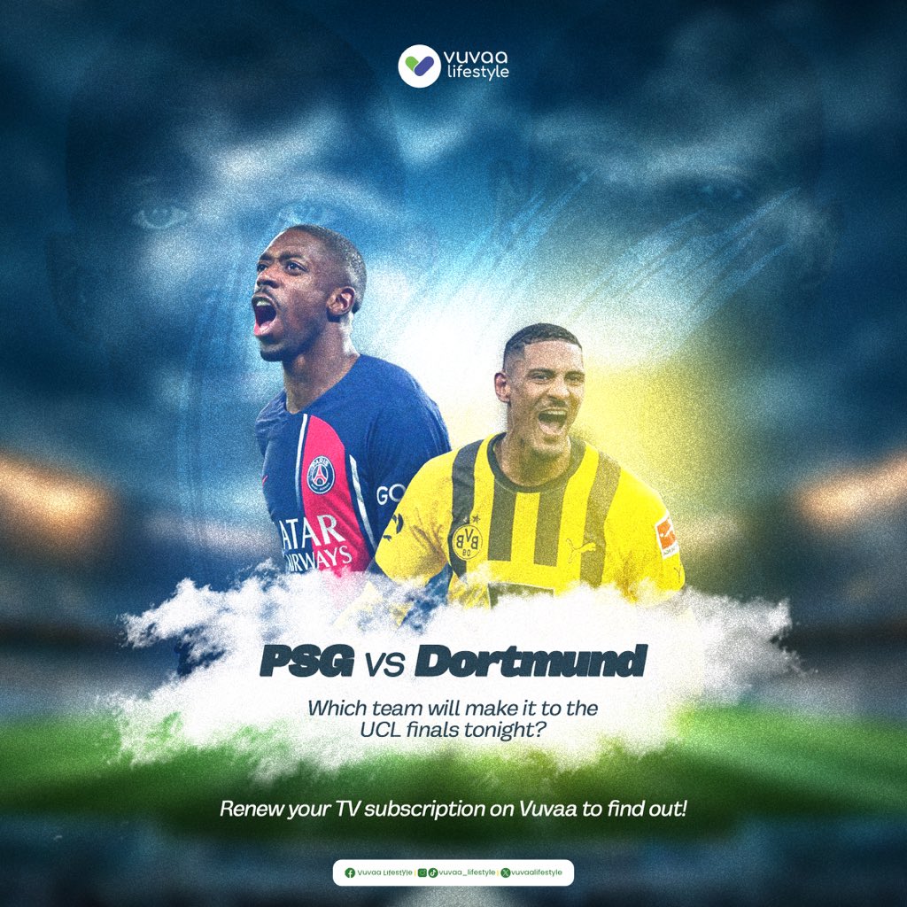 It’s Champions League Night! 😀⚽️ 

PSG 🆚 Dortmund. 🏆

Who will claim their spot in the UCL final tonight? 🌟
 
Don't miss a second - renew your TV subscription with Vuvaa and witness history!📺🔥

Cybersecurity Mainoo Ronaldo Gallagher Arsenal Kendrick #lifeissweetwithvuvaa