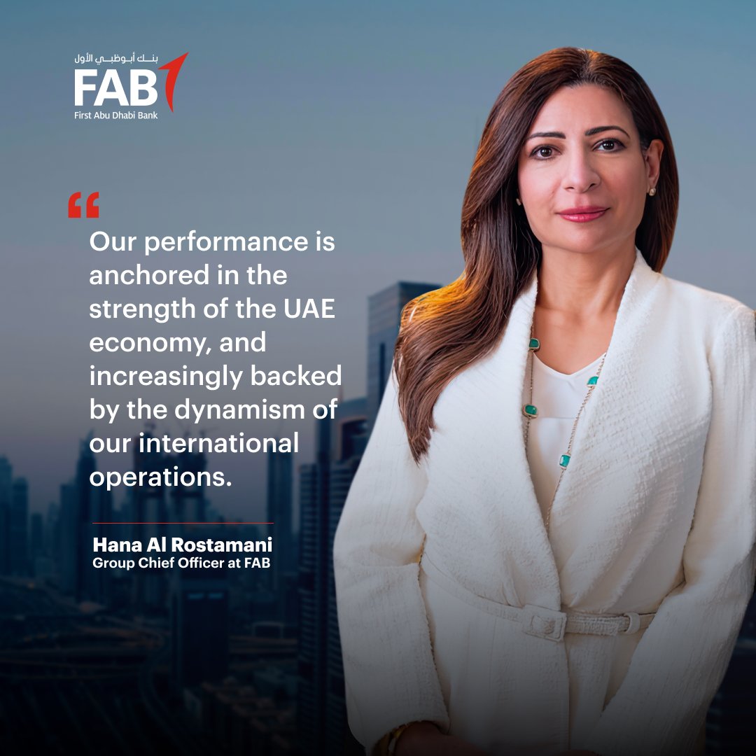 “FAB continues to deliver robust performance, reflected in double -digit growth in revenue year-on-year, supported by strong business momentum. This further strengthens our fundamentals, including our total asset base crossing the AED 1.2 trillion threshold. We remain focused on…