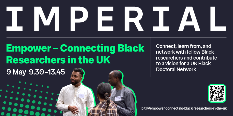 Are you a Black heritage MRes, PhD, Post-doc or recent PhD alumni? Register today for this one-day event which will provide you with a supportive environment to foster connections with other Black researchers from across the UK. Register now 👇 bit.ly/44g4c4p
