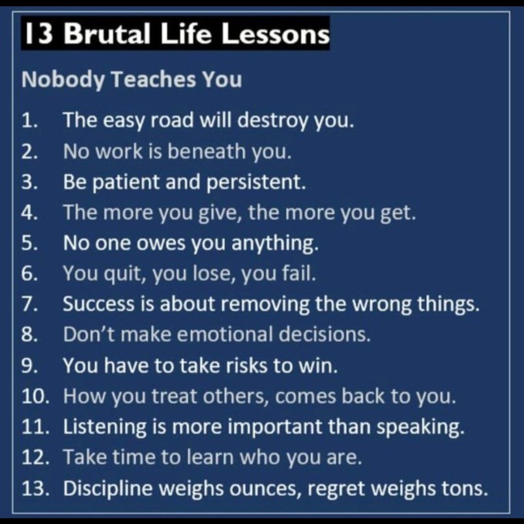 13 BRUTAL LIFE LESSONS