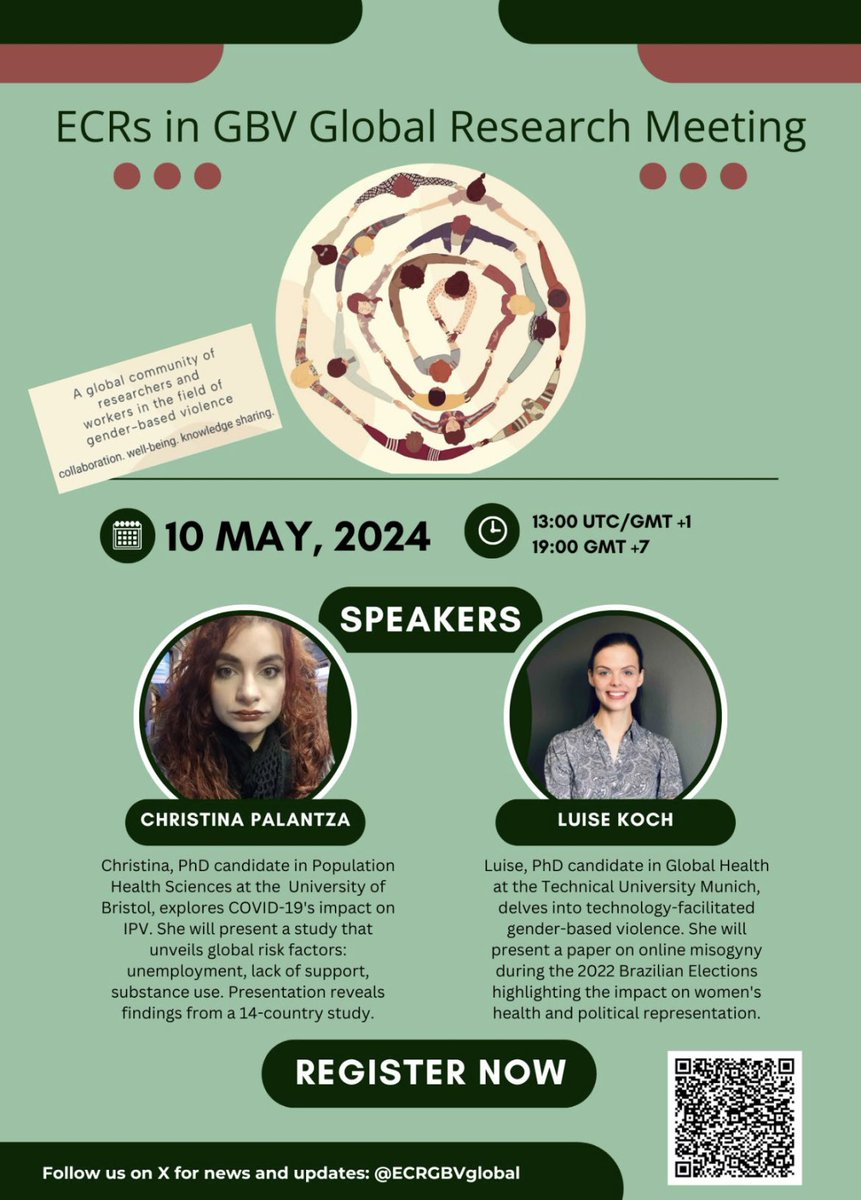 3 days away! 
🗣️ Join us as early career researchers tackle gender-based violence's toughest issues: #COVID-19 impacts, cross-country risk factors, &amp; online misogyny. Don't miss out! 💡 Secure your spot: bit.ly/3WwJNqa

#TFGBV #GBV #ECR #VAWG #VAC