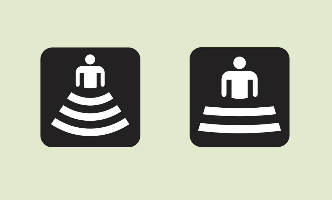 The US National Park Service amphitheater symbol before (left) and after (right) the advent of Wi-Fi. Prior to the redesign, visitors would go to these rustic sites expecting to get online.