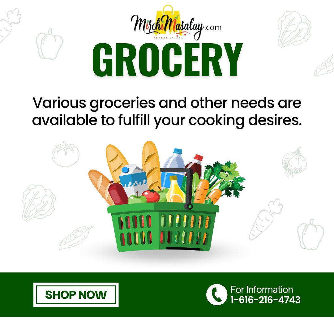 Experience Authentic Asian Desi Cuisine with #MirchiMasalay - Your One-Stop Online Halal Grocery Store
.
.
.
#healthgrocery #onlinegroceryshopping #wholesomegoodness #OnlineGrocery #Healthy #organic #Nutritious #mirchimasalay #onlinegrocery #groceryshopping #grocerystore