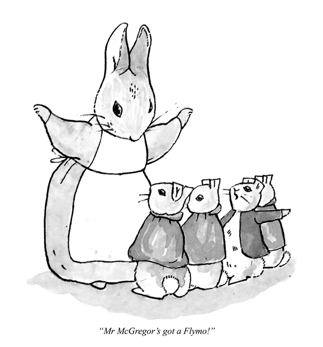 Today's PUNCH Cartoon Classic. Now the lawn mowers are coming out, be careful out there! “Mr McGregor’s got a Flymo!” Neil Bennett 1989 #rabbits #bunnies #PeterRabbit #BeatrixPotter #books #literary #literature #childrensbooks