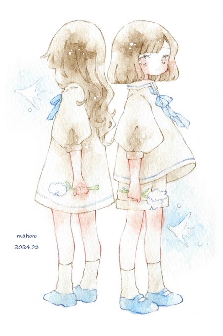「2girls back-to-back」 illustration images(Latest)