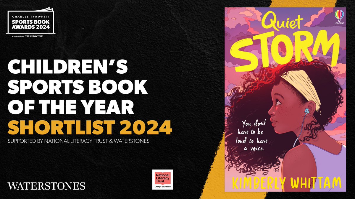 We are delighted to see that QUIET STORM by @KimberlyWhittam has been shortlisted for the Children’s Sport Book of the Year at the @sportsbookaward!