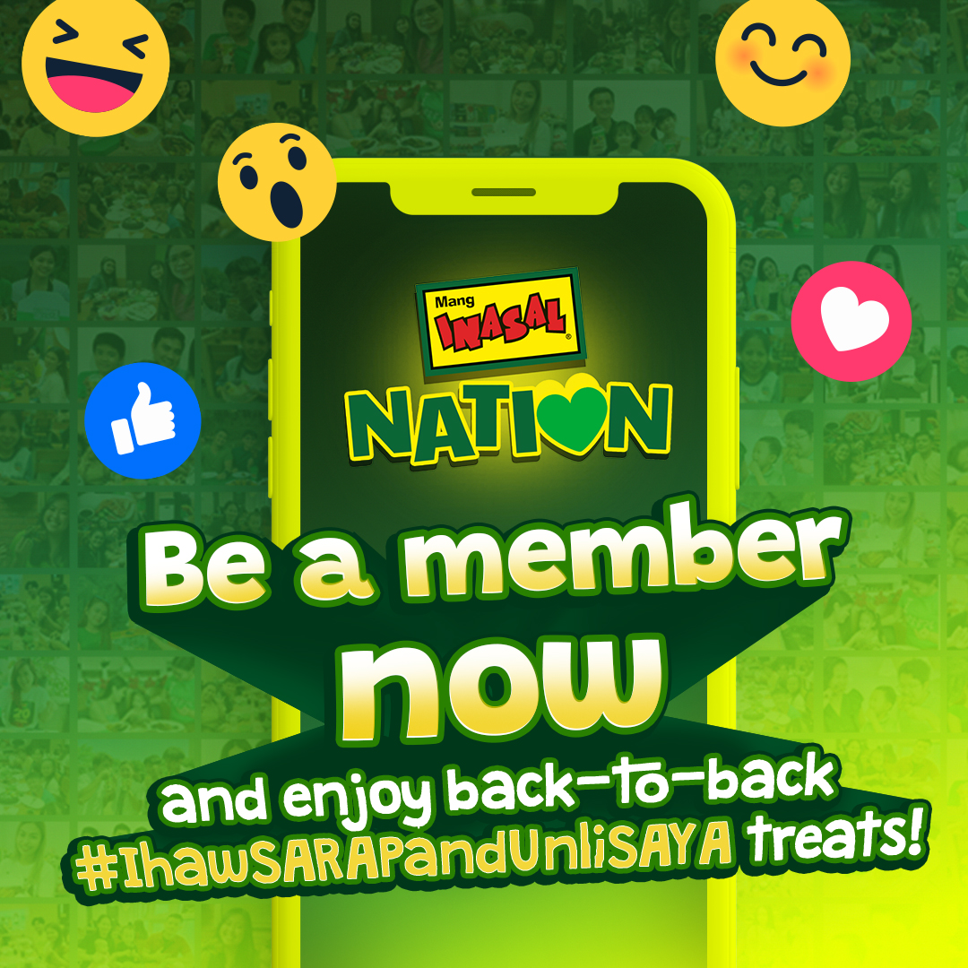 You deserve the best Mang Inasal #IhawSARAPandUnliSAYA exclusive deals! 🙌

Join the Mang Inasal Nation Facebook group 👉 bit.ly/MANGINASALNATI… to be part of the IHAWtastic community of Mang Inasal lovers!

#ILoveMangInasal💚💛