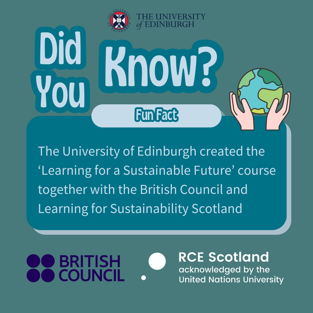 The University of Edinburgh, British Council & Learning for Sustainability Scotland created ‘Learning for a Sustainable Future’. Aligned with UN's COP conferences, it educates on COP's importance and encourages action. Learn more: edin.ac/3PC5TU0. #5MillionMOOCLearners 🌱