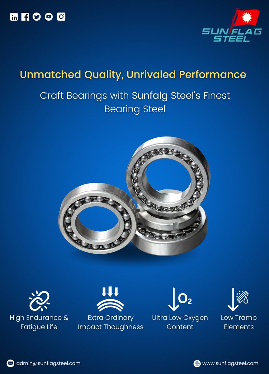 Discover the best in class #bearingsteel at #SunflagSteel. Our quality and performance guarantee superb craftsmanship, elevating your products with confidence. #ReliableBearings #SteelManufacturing #SteelIndustry #SteelAlloys #HighPerformanceSteel #SteelInnovation #SteelBearings