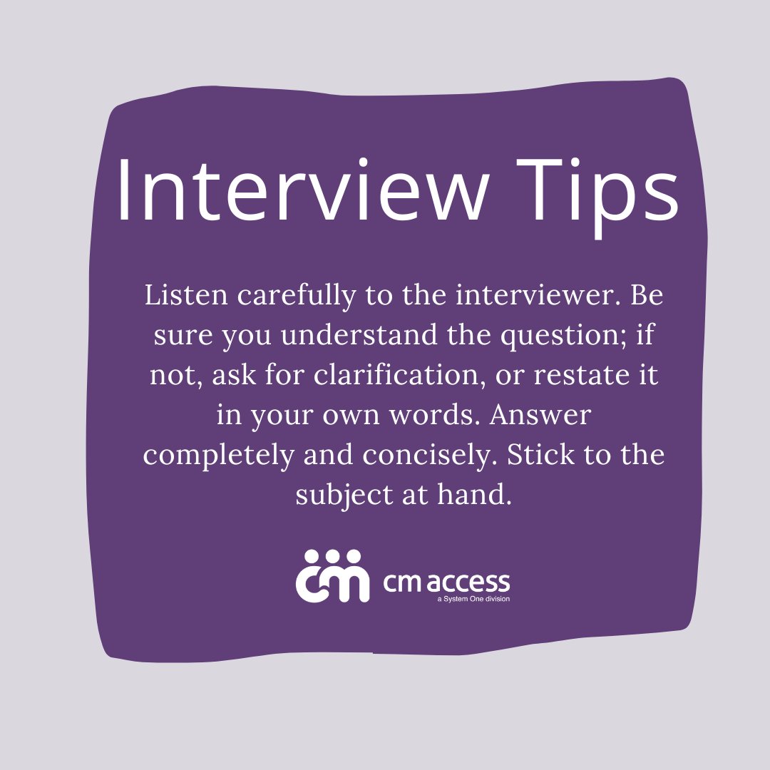 Tip Tuesday!

#CMAccess #tiptuesday #interviewtip