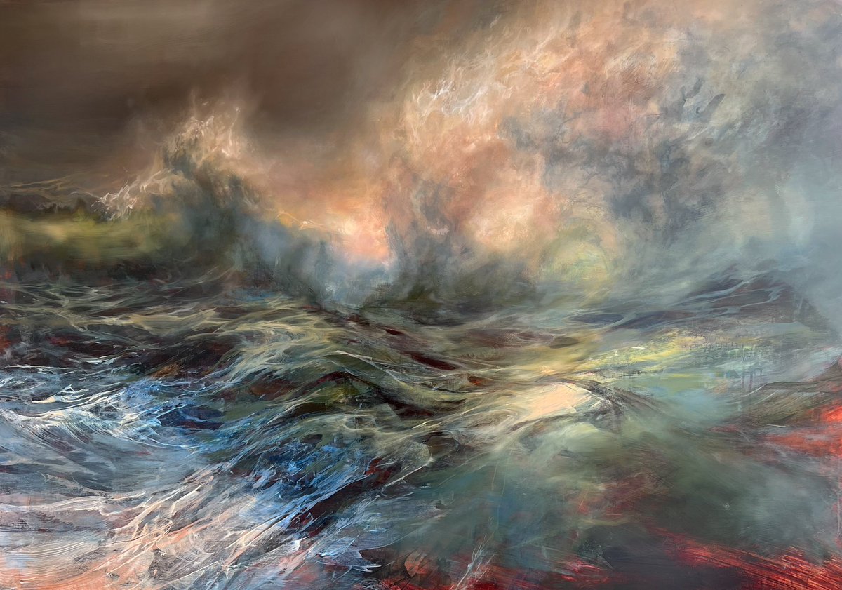 Water and Light, 122cm x 158cm. This large painting is based on waves at Eoropaidh in Lewis. The low light from the west and the large swell made for perfect conditions.
On show at the Kilmorack Gallery until 25th May.
#painting #scotland #westernisles #seascape #drama