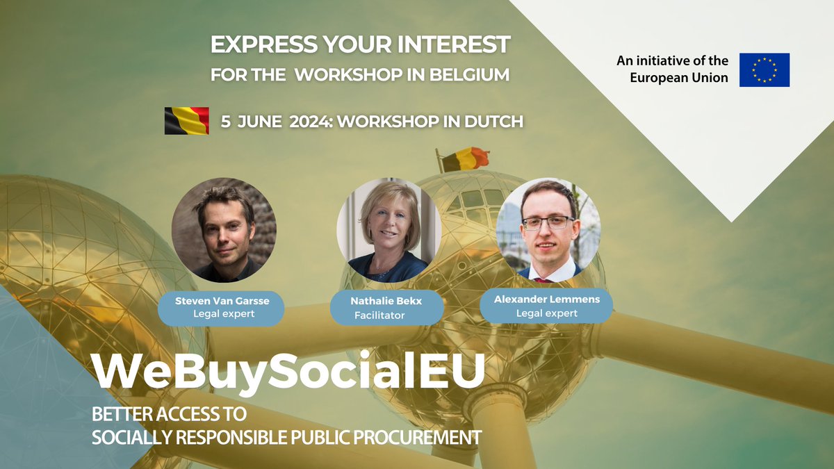 📢Calling civil servants, procurers, and #socialeconomy entities in Belgium! Join our training workshop on Socially Responsible Public Procurement. Led by experts, the session will be conducted in Dutch. Express your interest below ⤵️ bit.ly/3PEihTd #WeBuySocialEU