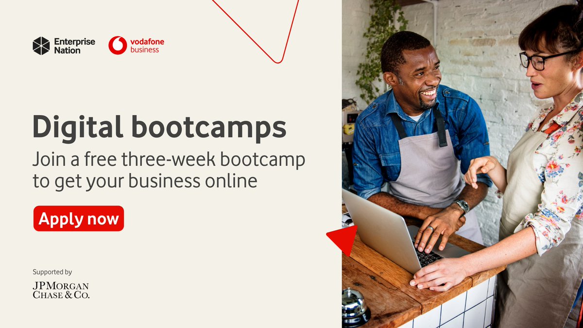 Digital bootcamp is back  📣 

Join a free bootcamp for London and South-East-based businesses to help you grow your business online 🚀

Apply today ➡️ ow.ly/PAiN50Rv1Pw

#BusinessConnected @VodafoneUKBiz @jpmorgan @Chase @VodafoneVHubUK