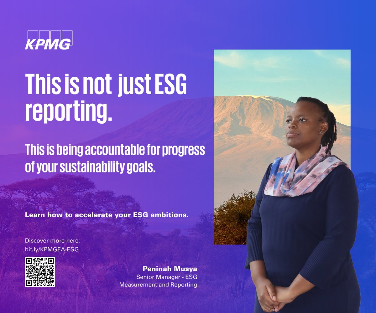 This is not just ESG reporting... This is being accountable for progress of your sustainability goals. - Peninah Musya, Senior Manager in #ESG  Measurement and Reporting @KPMGEastAfrica 

Learn how to accelerate your ESG ambitions: bit.ly/KPMGEA-ESG

#MakeTheDifference