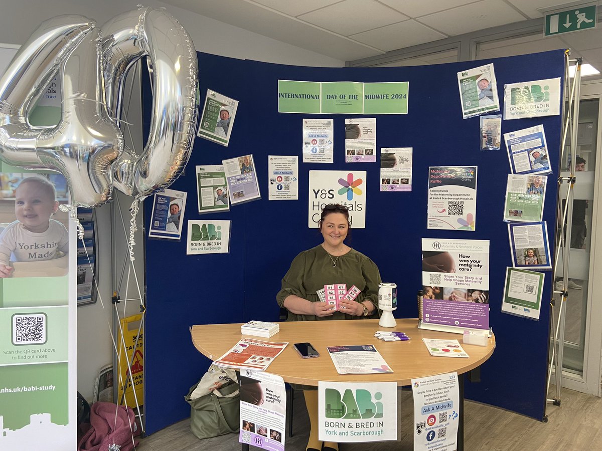 Come to Main Reception, York Hospital & learn about the research within our maternity services and help celebrate the departments 40th birthday and International Day of the Midwife 2024!
#AskAMidwife 
#BePartOfResearch 
#BaBi 
#InternationalMidwivesDay24
#HappyBirthdayToYou
