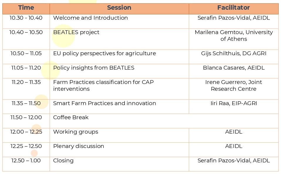 Last week to express interest & be part of @BEATLES_EU EU multi-actor policy working group on Climate-Smart Agriculture acortar.link/z9Sq1O 👥🎙️ Gijs Schilthuis, DG AGRI Irene Guerrero, JRC Irii Raa @EIPAGRI_SP Marilena Gemtou, AUA @SerafinPazos & Blanca Casares, @AEIDL