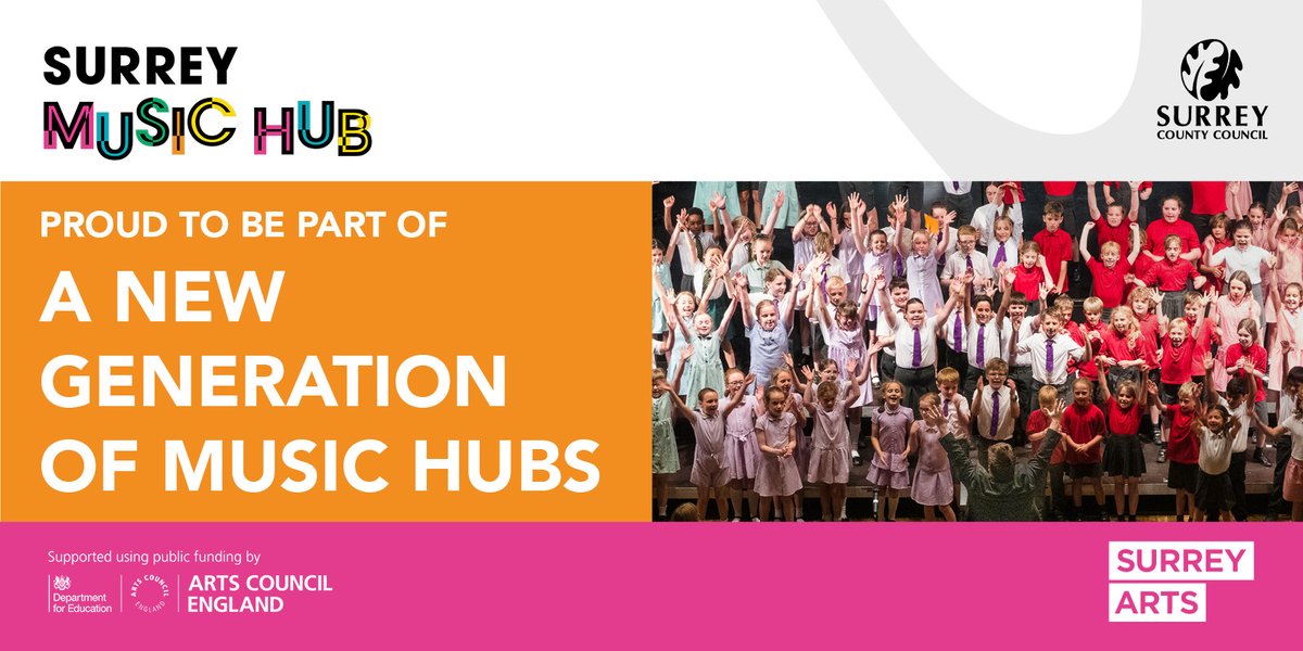 Exciting news! We're part of a new generation of Music Hubs, providing children and young people across Surrey with the opportunity to learn and create music.

#MusicHubs #ACEsupported  #LetsCreate
 
<a href="/ace__london/">Arts Council England, London</a> <a href="/educationgovuk/">Department for Education</a> <a href="/SurreyMusicHub/">Surrey Music Hub</a> <a href="/SurreyNews/">Surrey County Council News</a>