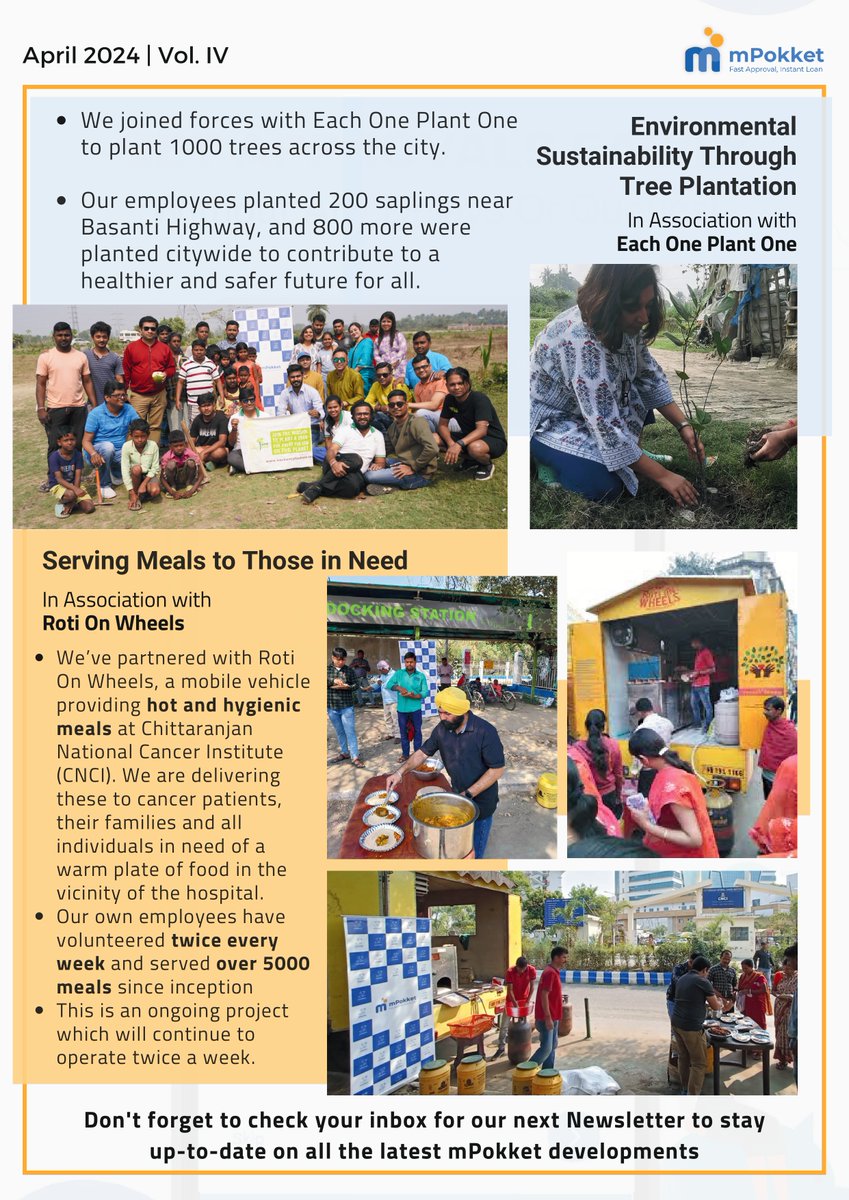 #mPokketCares We're thrilled to announce the release of our latest CSR newsletter, highlighting the incredible initiatives we're undertaking to empower our communities. #CSR #SocialResponsibility #Empowerment #Education #Sustainability #mpokket #rbi #reservebankofindia @RBI
