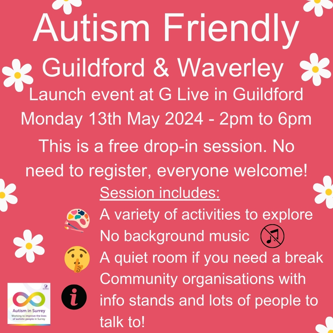 Guildford & Waverley's Autism Friendly launch event at GLive is next Monday (13 May)! The event runs from 2-6pm and is free to attend. Check out just some of the activities available on the day: 🎮 Gamers Lounge 🎨 Art and Grind 🎤 Rhymetime More 👉 orlo.uk/5tk4j
