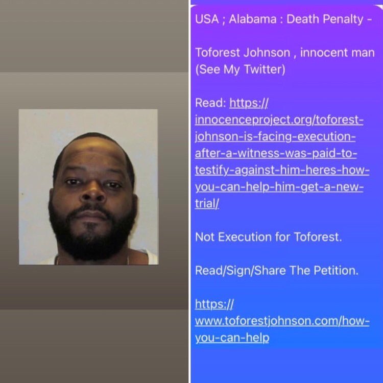 Attika_t's tweet photo. #Alabama
#ToforestJohnson , innocent man (See My Twitter)
Read: https://t.co/KLFzqSpUin
Not Execution for Toforest.
Read/Sign/Share The Petition.
https://t.co/xIYByIOcyx https://t.co/VBfP1AeOAy