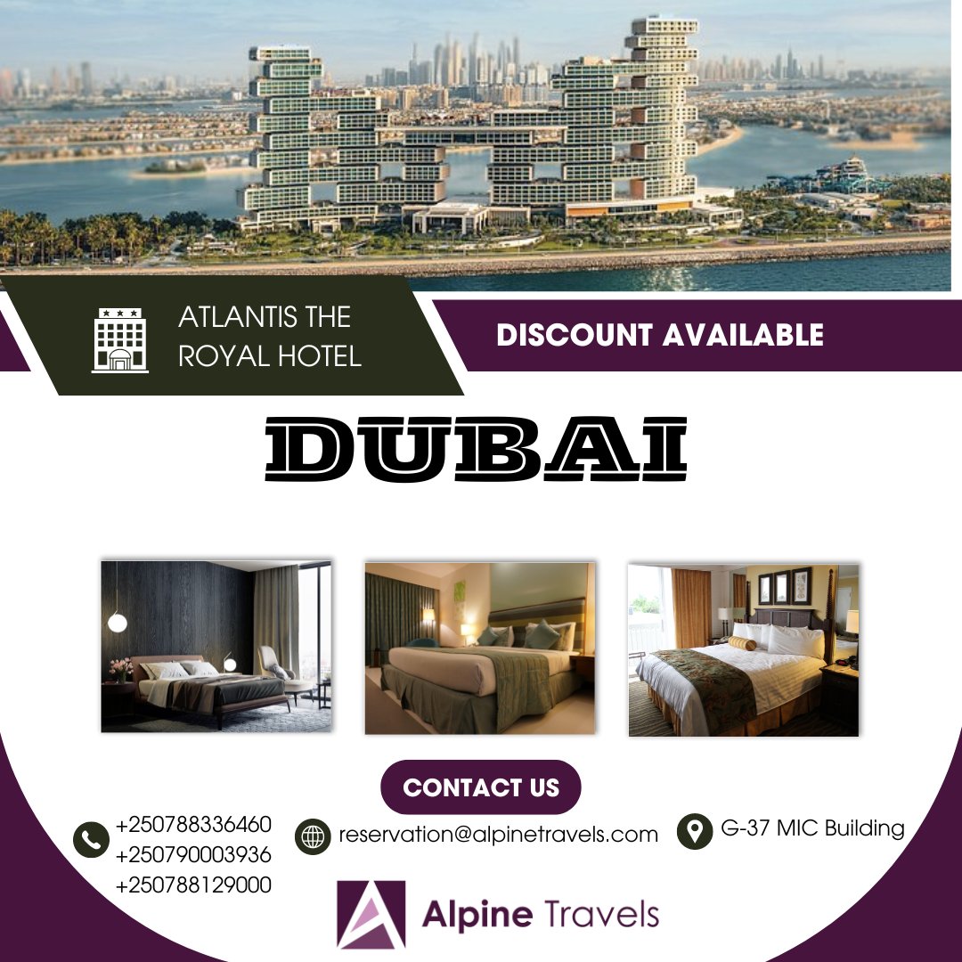 🏨 Discover luxury at Atlantis, The Royal Hotel Dubai! 🌟 Book your stay through Alpine Travels now and enjoy exclusive discounts. Don't miss this opportunity for a truly unforgettable experience! 🌴💫 #VisitDubai #AlpineTravels  #BookNow