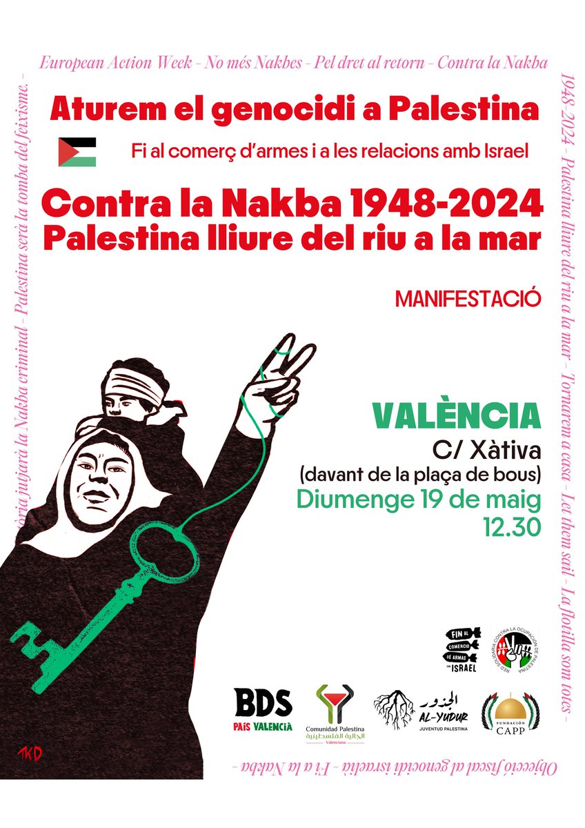 ‼️Gran mobilització a escala EUROPEA el 18 i 19 de maig ‼️ ⚡️Exigim als governs europeus que prenguen partit en la fi del genocidi i trenquen tot tipus de relacions comercials i armamentístiques amb Israel ❌ #StopArmasConIsrael #Nakba48 #Nakba76 #ongoingnakba