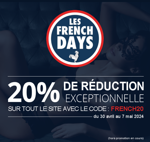 Dernière chance pour les #FrenchDays chez Ruedesplaisirs !
Profitez de 20% de réduction sur tout le site avec le code FRENCH20 jusqu'à minuit seulement ! 
C'est maintenant ou jamais pour pimenter vos soirées 
ruedesplaisirs.com
#promo #sextoy #lingerie #lovetoys