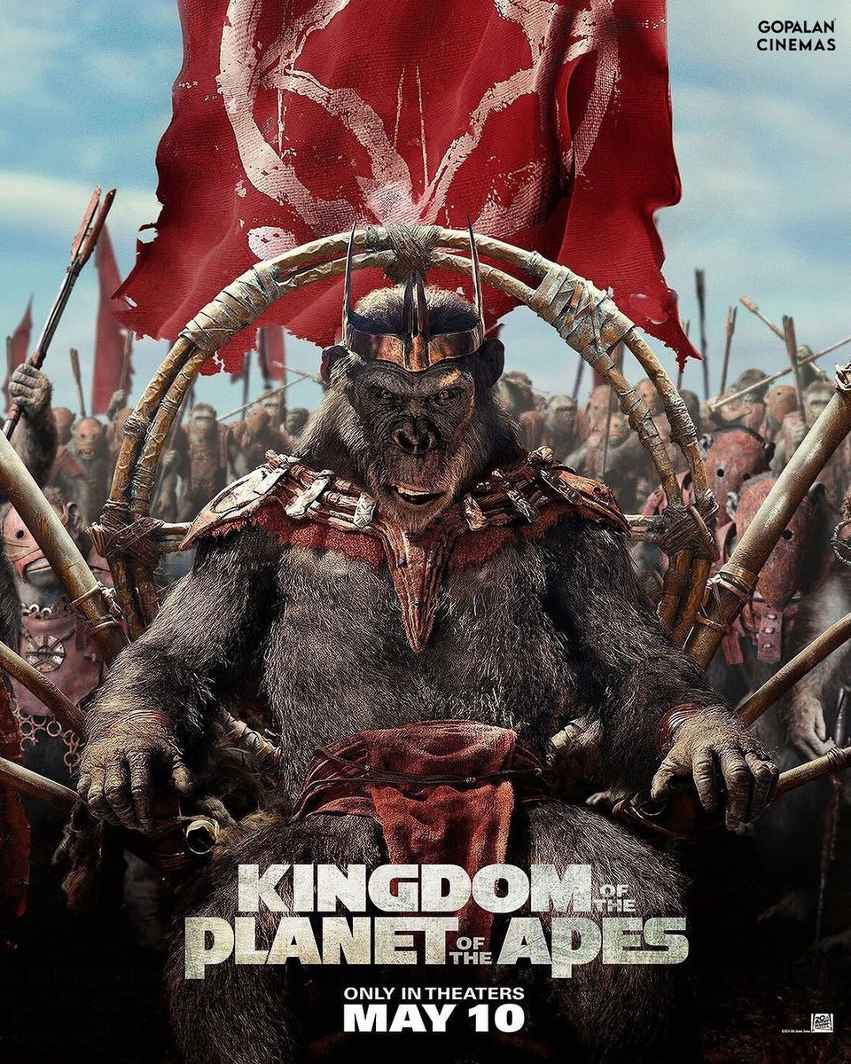 Proximus sits on the throne, but is he the true king? Releasing at Gopalan Cinemas on May 10! . . . #gopalancinemas #gopalan #KingdomOfThePlanetOfTheApes #OwenTeague #FreyaAllan