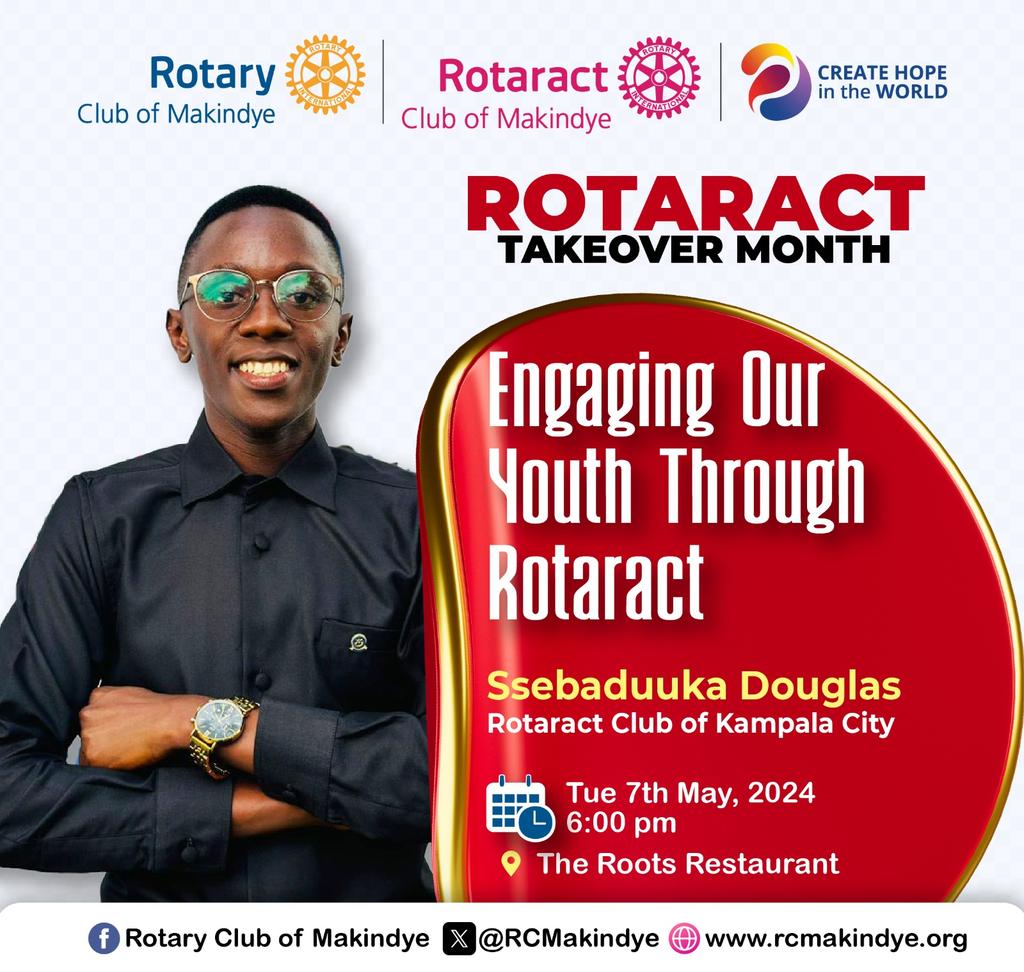 This month, we're celebrating our young leaders and the amazing things they're doing! Come join us as we celebrate our YOUTH! 📌 The ROOTS RESTAURANT, Kafu Road, opposite DFCU bank. 🗒️ 7th May 2024 ⏰ : 6pm Meeting Type: 100% PHYSICAL