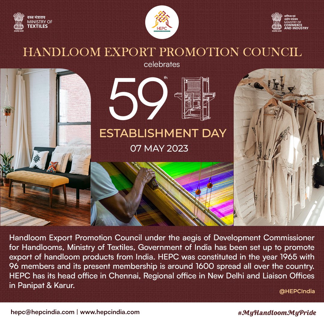 HEPC celebrates 59th Establisment Day on 07th May 2024.

#myhandloommypride