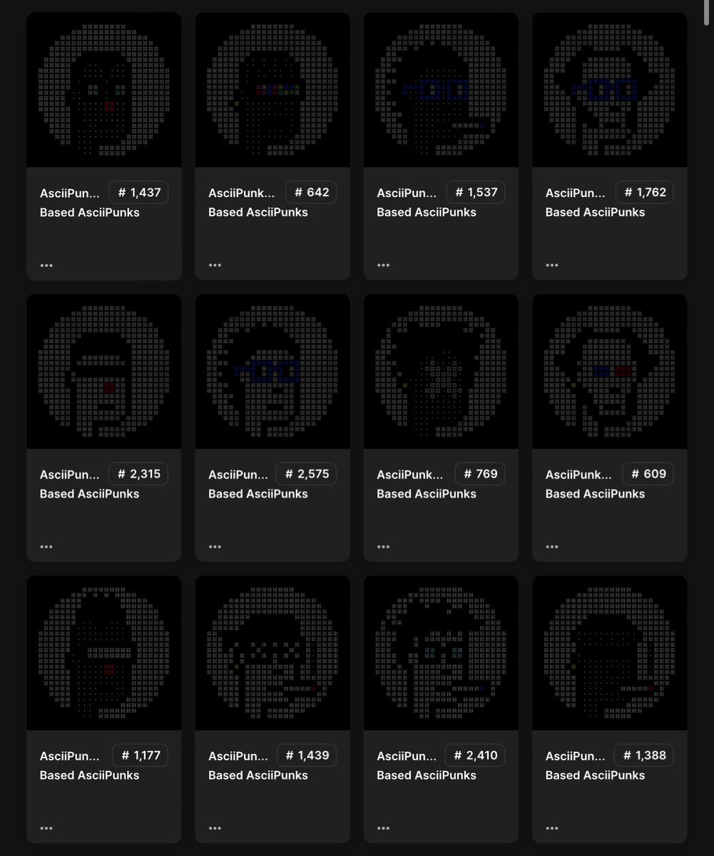 NFTQM11's tweet image. This Just Got Better. @AsciiArtNFT  Got X ✅ opensea.io/collection/bas… #punks #asciipunks #NFT #NFTCollection #BASE
