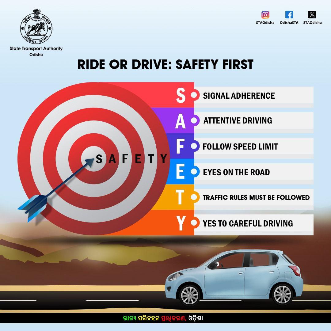 Remember! When you are on the road SAFETY is the first Priority #RoadSafetyOdisha #STAOdisha